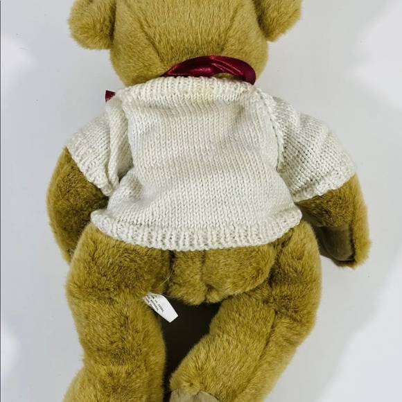 Vintage NBC NYC Teddy Bear Plush Sweater Stuffed Animal Brown Red Bow 17” Toy - Picture 2 of 9